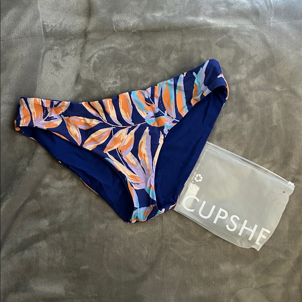Cupshe Blue and Orange Leaf Bikini Bottom